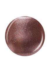 A shiny and sparkling rose gold badge sample color swatch of nail polish isolated in white background